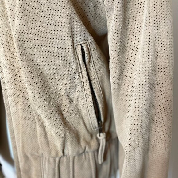 Tristan Suede Leather Perforated Bomber Moto Jacket Medium - Picture 6 of 11